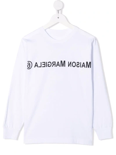 Mm6 Maison Margiela Teen Logo-print Cotton Sweatshirt In White