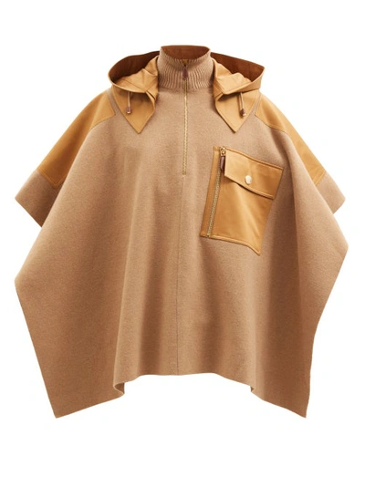 Burberry Cotton-trimmed Camel Hair-blend Cape In Brown