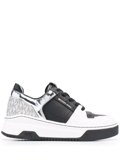 Michael Michael Kors Lexi Logo-print Textured-leather Trainers In Weiss
