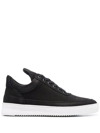 Filling Pieces Low Top Ripple Sneakers In Black Leather