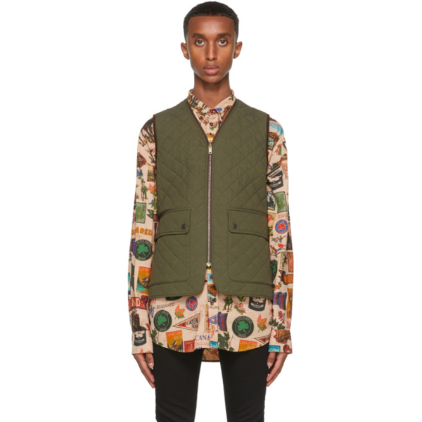 Dsquared2 Green Quilted Puffer Vest In 726 Green | ModeSens