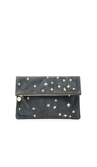 Clare V Margot Supreme Foldover Clutch In Charcoal