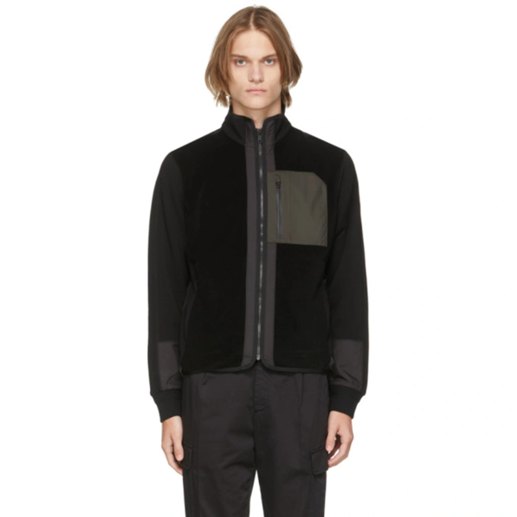 Z Zegna Techmerino Color Blocked Fleece Jacket In Black Solid