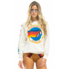 Aviator Nation Rainbow Stripe Graphic Sweatshirt In White/classic Stripe