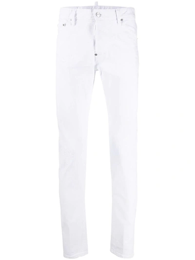 Dsquared2 White Stretch-cotton Blend Jeans In Bianco | ModeSens