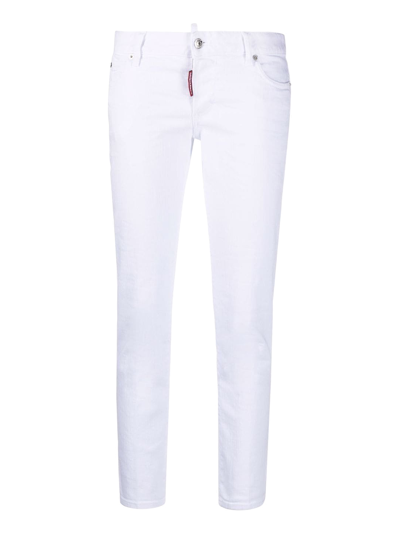 Dsquared2 White Stretch-cotton Blend Jeans