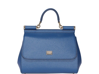 Dolce & Gabbana Sicily Medium Leather Bag In Azul