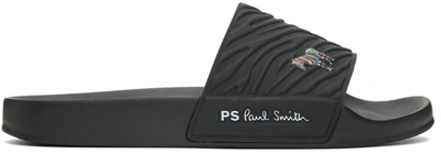 Ps By Paul Smith Summit Black Logo Rubber Sliders