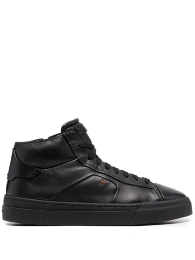 Santoni High Top Sneakers In Black