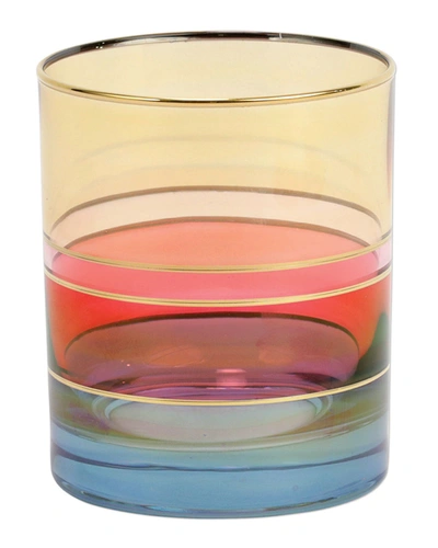 Vietri Regalia Deco Blue Double Old Fashioned Glass In Red