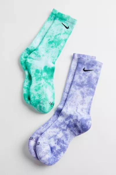 Nike Everyday Plus Cushioned Tie-dye Crew Sock 2-pack In Purple