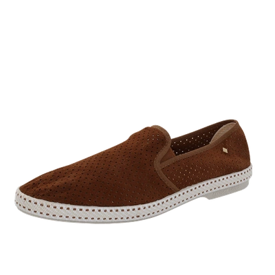 Rivieras Perforated Suede Sultan Loafer In Mdsuntan