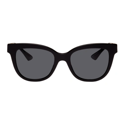 Versace Black Greca Cat-eye Sunglasses In Gb1/87 Blk