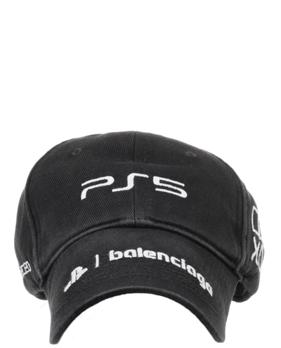 Balenciaga X Playstation Ps5 Baseball Cap Black And White