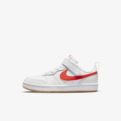 Nike Court Borough Low 2 Little Kids' Shoes In White,summit White,sail,orange