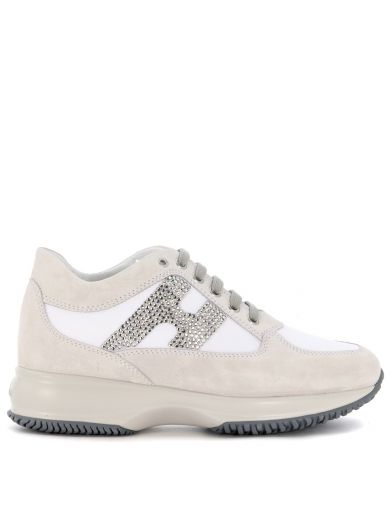 Hogan Sneaker Interactive In White Suede And Fabric With Sequins In ...