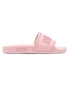 Mcm Women's Embossed Logo Slide Sandals In Powder Pink