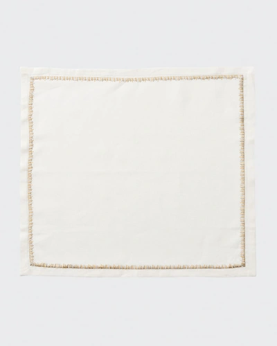 Kim Seybert Filament Linen Napkin In White/gold
