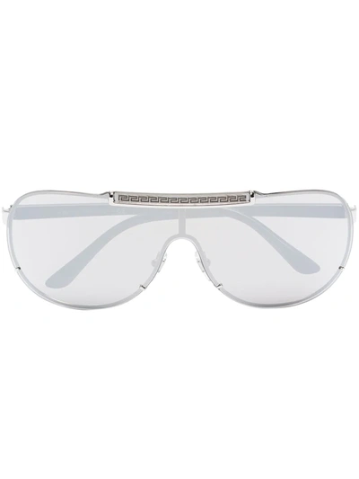 Versace Silver Tone Aviator Sunglasses