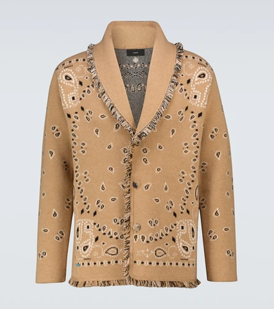 Alanui Bandana-print Jacquard Knitted Cardigan In Beige