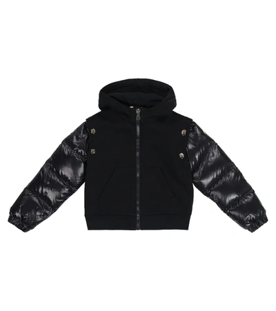 Moncler Kids' Zipped Cotton-blend Hoodie In 蓝色