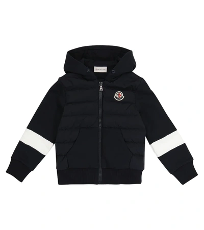 Moncler Kids' Cotton And Quilted Down Hoodie In 蓝色