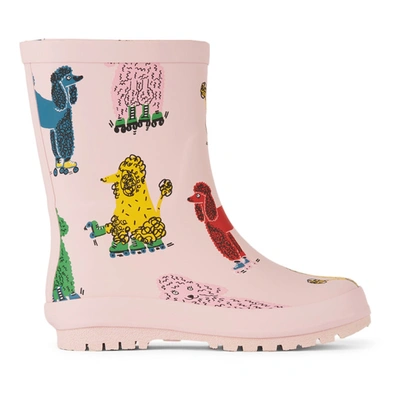 Stella Mccartney Kids Pink Doodle Poodles Waterproof Rain Boots In 粉红色