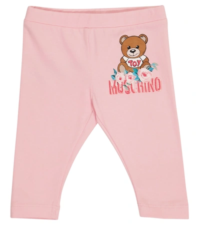 Moschino Baby Teddy Stretch-cotton Leggings In Pink