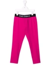 Dolce & Gabbana Kids' Interlock Logo-waistband Leggings In Pink
