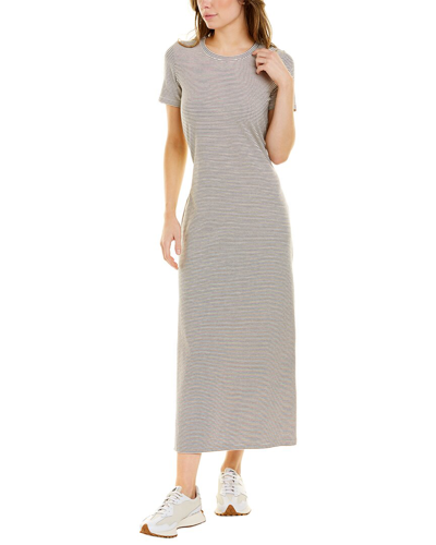 Theory Cherryal Striped Stretch Pima Cotton And Modal-blend Jersey Midi Dress In Black