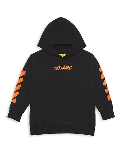 Off-white Little Kid's & Kid's Logo Hoodie In Black Orange ModeSens