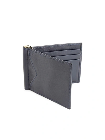 Royce New York Rfid-blocking Leather Money Clip Wallet In Navy Blue