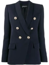 Balmain Double Breasted Blazer In Blue