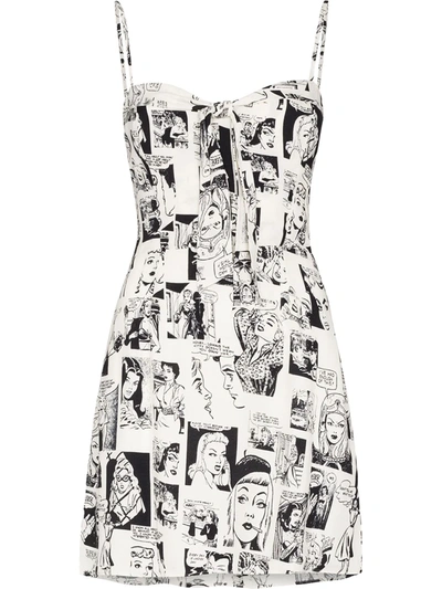 reformation black and white mini dress REFORMATION Black & Ivory Rose Print Mini Dress Sz0 UK 4 – Reliked main image 1