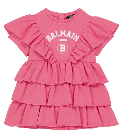 Balmain Babies' Kids Cotton Ruffled Dress (6-36 Months) In Fuchsia