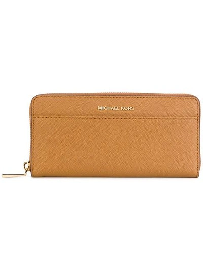 Michael Michael Kors Zip Around Wallet In Nude & Neutrals