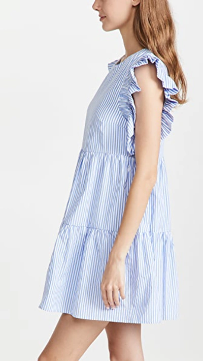 English Factory Stripe Ruffle Minidress In Blue