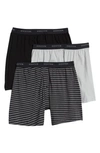 Nordstrom 3-pack Supima® Cotton Boxers In Charcoal Grey Htr- Stripe Pack