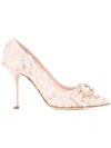 Dolce & Gabbana Belluci Crystal-embellished Lace Pumps In Pink