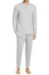 Eberjey Henry 2-piece Henley Pajama Set In Heather Gray