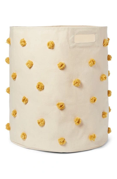 Pehr Pompom Canvas Hamper In Marigold