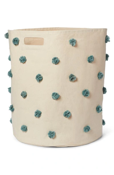 Pehr Pompom Canvas Hamper In Deep Sea