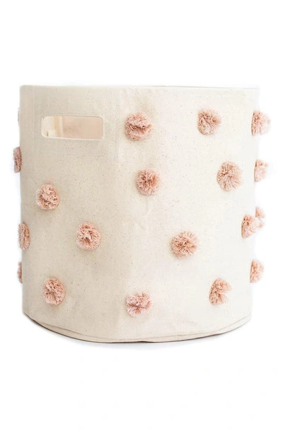 Pehr Pompom Canvas Bin In Peony Pink