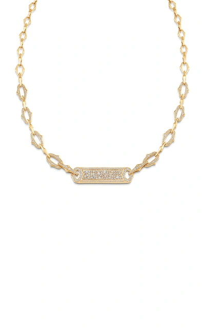 Sara Weinstock Lucia Pavé Diamond Bar Pendant Necklace In Gold