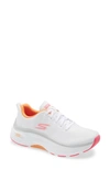 Skechers Women's Max Cushioning Arch Fit Walking Sneakers From Finish Line In White/pink/orange