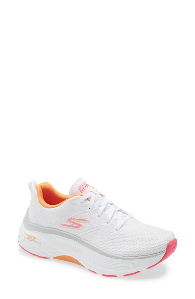 Skechers Women's Max Cushioning Arch Fit Walking Sneakers From Finish Line In White/pink/orange