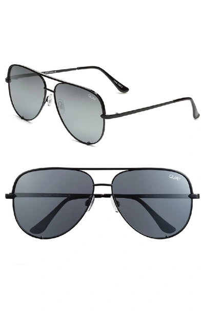 Quay X Desi Perkins High Key 62mm Aviator Sunglasses - Black/ Silver Mirror