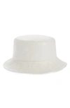 Loewe Logo Zip Leather Bucket Hat In Soft White