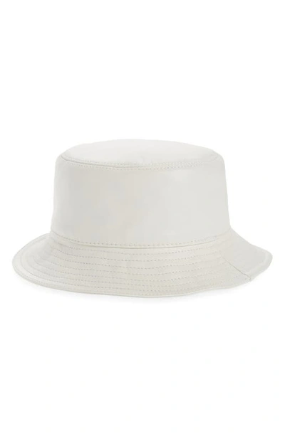 Loewe Logo Zip Leather Bucket Hat In Soft White