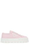 Prada Double Wheel Nylon Gabardine Sneakers In Alabaster Pink